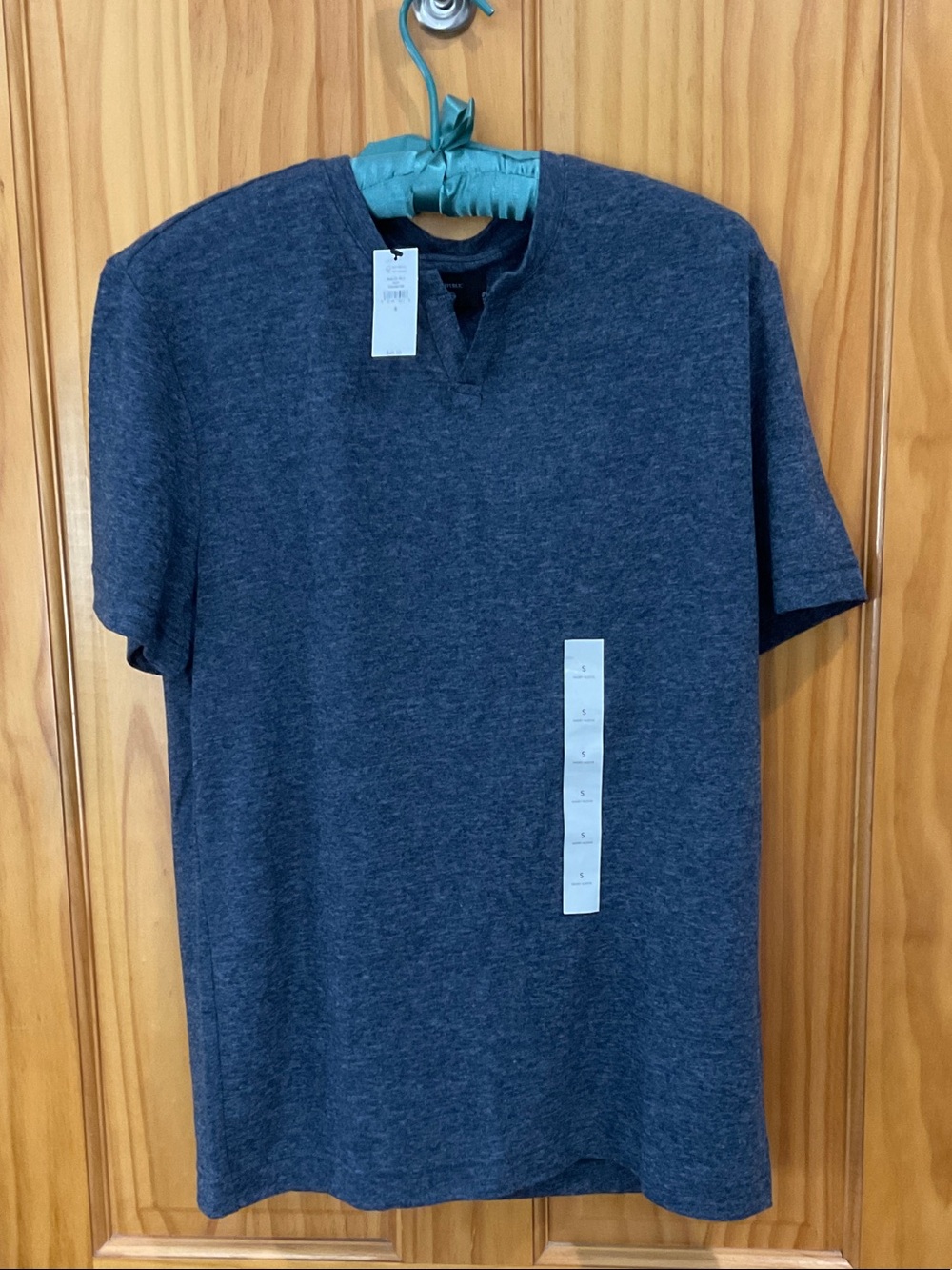 Banana Republic Heather Navy Short Sleeve Tee - Notch Neck